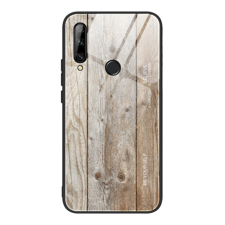 For Huawei Enjoy 10 Plus Wood Grain Tempered Glass + TPU Shockproof Case