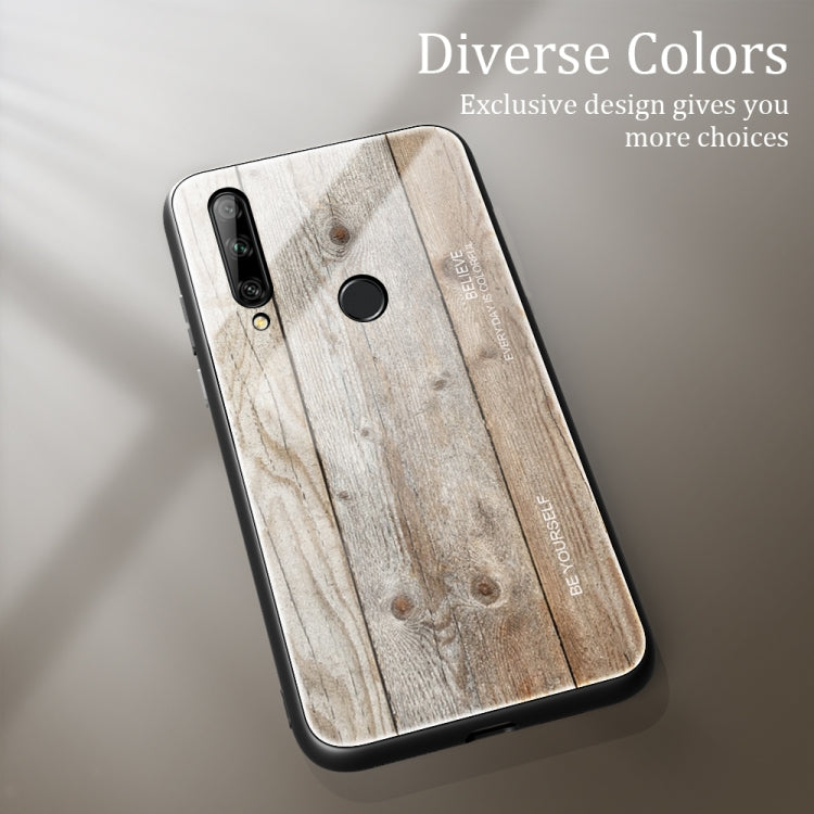 For Huawei Enjoy 10 Plus Wood Grain Tempered Glass + TPU Shockproof Case