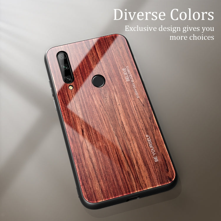 For Huawei Enjoy 10 Plus Wood Grain Tempered Glass + TPU Shockproof Case