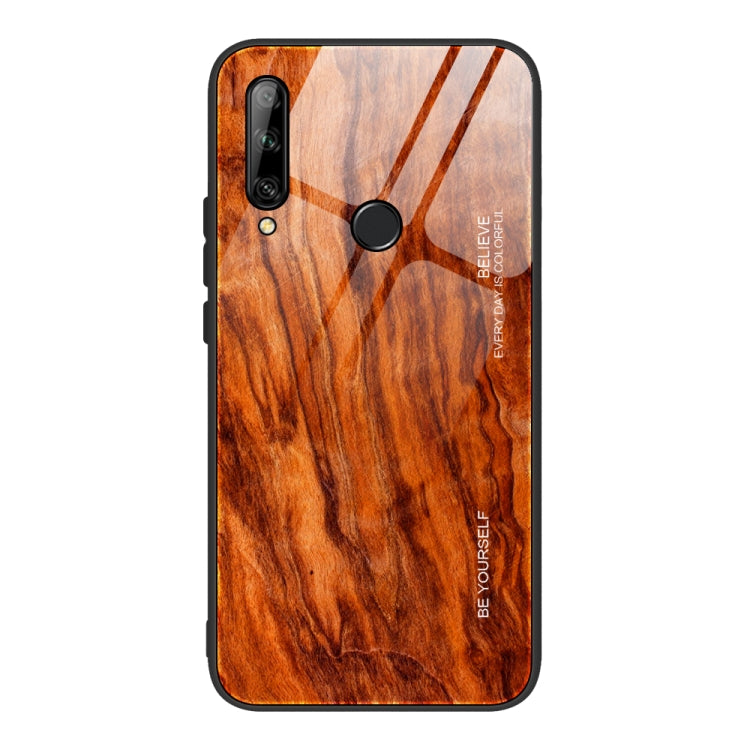 For Huawei Enjoy 10 Plus Wood Grain Tempered Glass + TPU Shockproof Case
