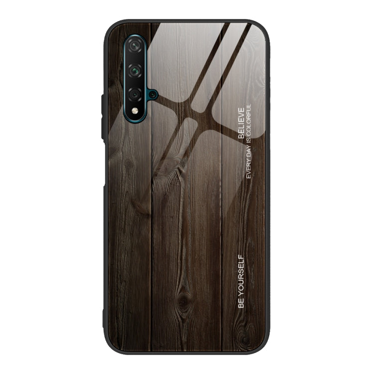 For Huawei Honor 20 Wood Grain Tempered Glass + TPU Shockproof Case