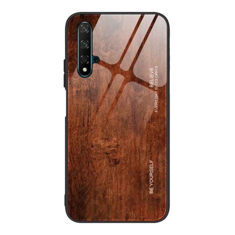 For Huawei Honor 20 Wood Grain Tempered Glass + TPU Shockproof Case