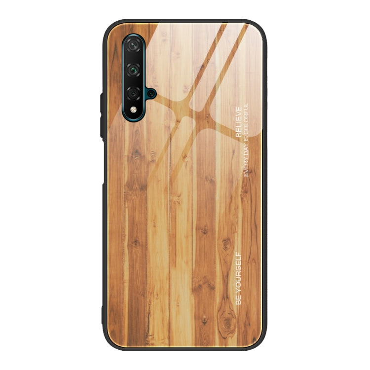 For Huawei Honor 20 Wood Grain Tempered Glass + TPU Shockproof Case