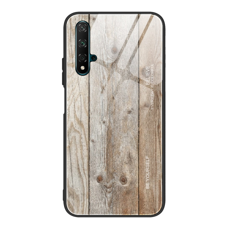 For Huawei Honor 20 Wood Grain Tempered Glass + TPU Shockproof Case