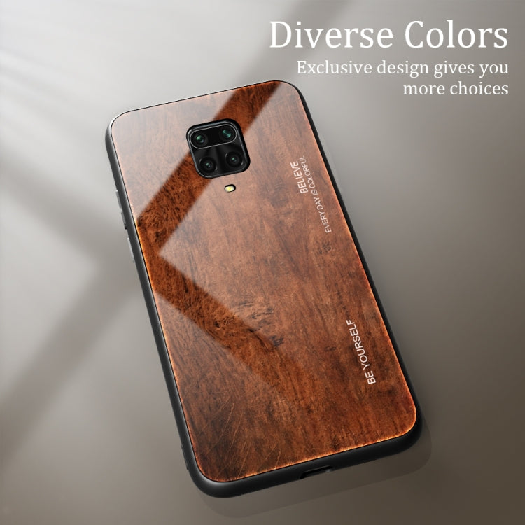 For Xiaomi Redmi Note 9S Wood Grain Tempered Glass + TPU Shockproof Case