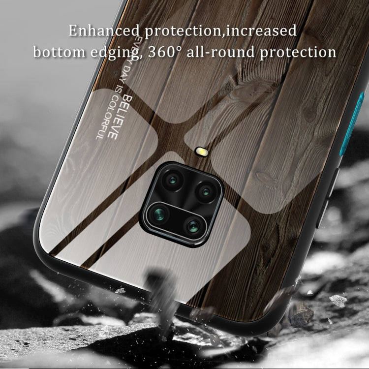 For Xiaomi Redmi Note 9S Wood Grain Tempered Glass + TPU Shockproof Case