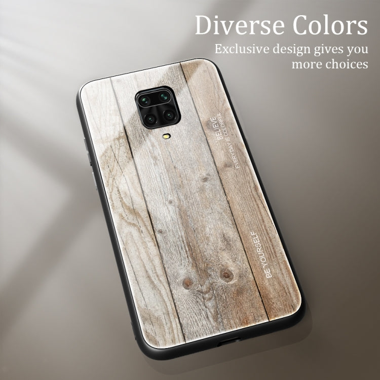 For Xiaomi Redmi Note 9S Wood Grain Tempered Glass + TPU Shockproof Case