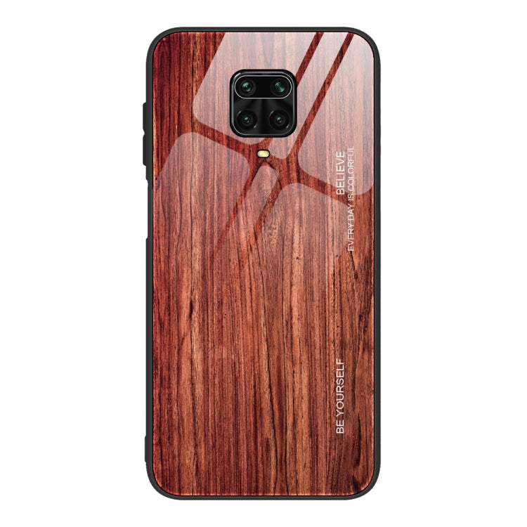 For Xiaomi Redmi Note 9S Wood Grain Tempered Glass + TPU Shockproof Case