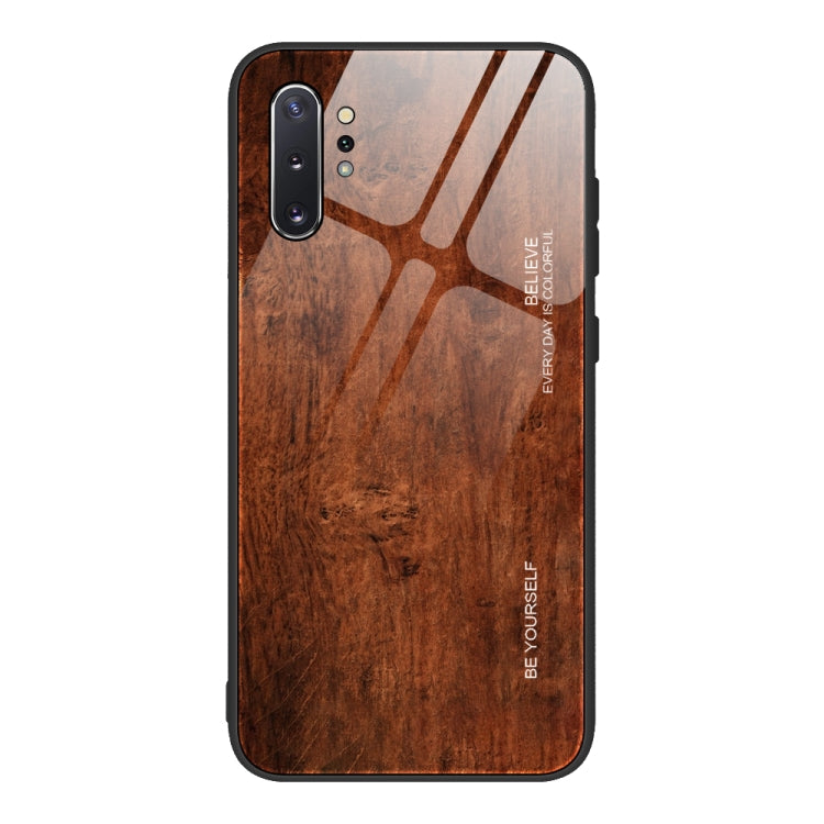 For Samsung Galaxy Note10+ Wood Grain Tempered Glass + TPU Shockproof Case