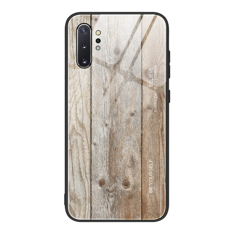 For Samsung Galaxy Note10+ Wood Grain Tempered Glass + TPU Shockproof Case