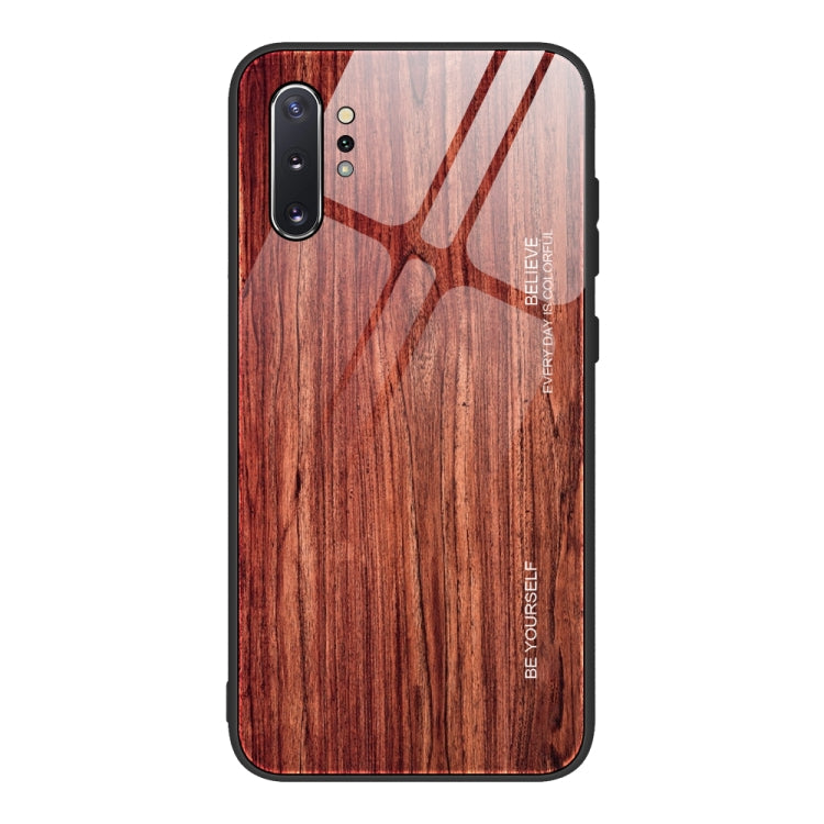 For Samsung Galaxy Note10+ Wood Grain Tempered Glass + TPU Shockproof Case