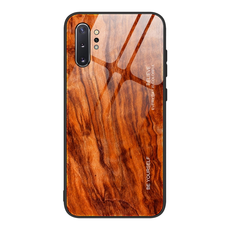 For Samsung Galaxy Note10+ Wood Grain Tempered Glass + TPU Shockproof Case