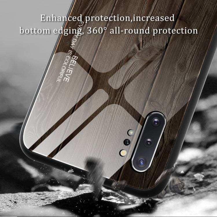 For Samsung Galaxy Note10+ Wood Grain Tempered Glass + TPU Shockproof Case