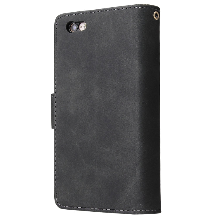 For iPhone 6 & 6s Multifunctional Retro Frosted Horizontal Flip Leather Case with Card Slot & Holder & Zipper Wallet & Photo Frame & Lanyard