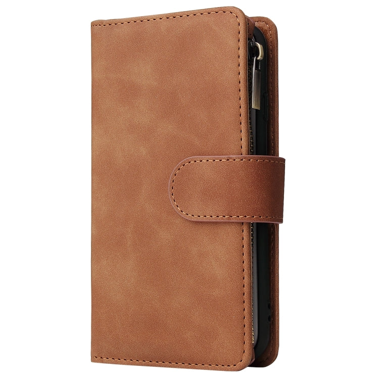 For iPhone 6 & 6s Multifunctional Retro Frosted Horizontal Flip Leather Case with Card Slot & Holder & Zipper Wallet & Photo Frame & Lanyard