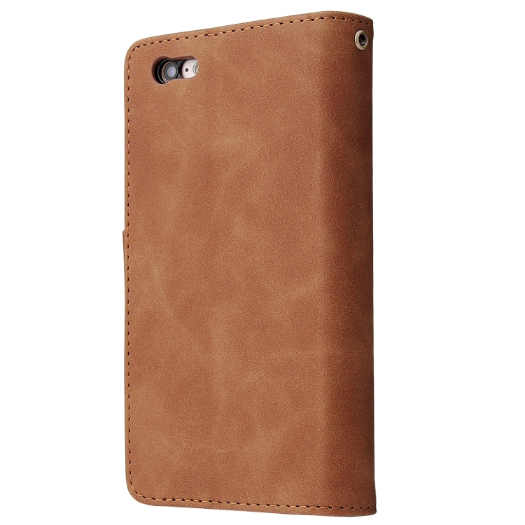 For iPhone 6 & 6s Multifunctional Retro Frosted Horizontal Flip Leather Case with Card Slot & Holder & Zipper Wallet & Photo Frame & Lanyard