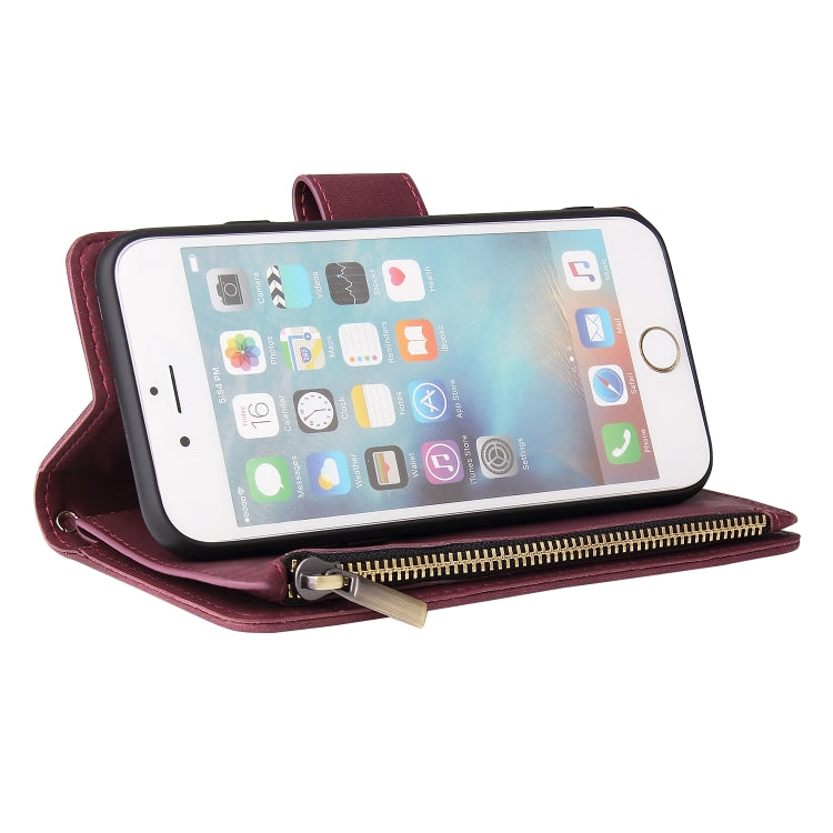 For iPhone 6 & 6s Multifunctional Retro Frosted Horizontal Flip Leather Case with Card Slot & Holder & Zipper Wallet & Photo Frame & Lanyard