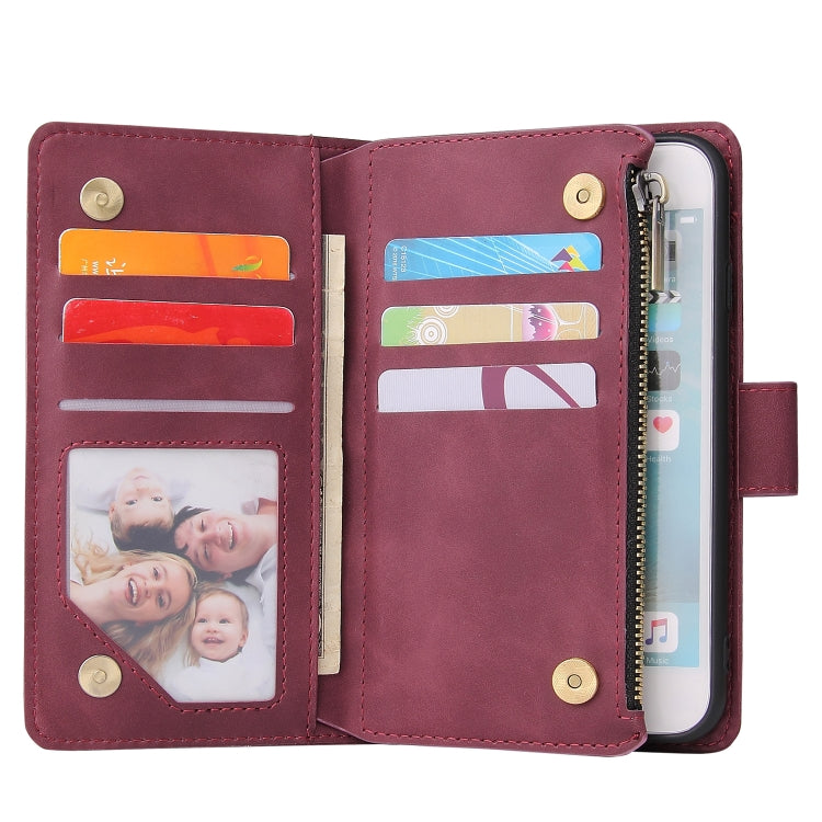 For iPhone 6 & 6s Multifunctional Retro Frosted Horizontal Flip Leather Case with Card Slot & Holder & Zipper Wallet & Photo Frame & Lanyard