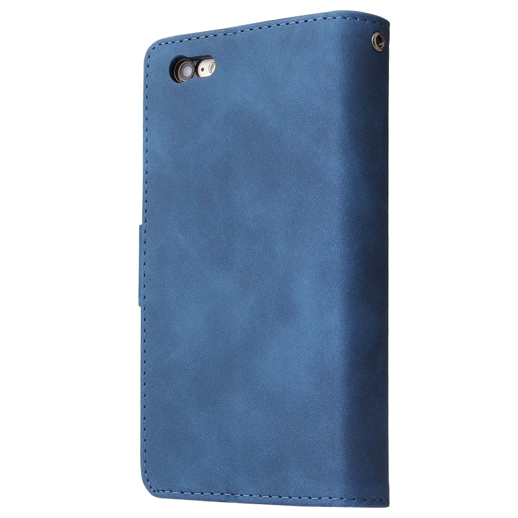 For iPhone 6 Plus & 6s Plus Multifunctional Retro Frosted Horizontal Flip Leather Case with Card Slot & Holder & Zipper Wallet & Photo Frame & Lanyard