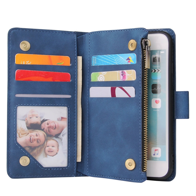 For iPhone 6 Plus & 6s Plus Multifunctional Retro Frosted Horizontal Flip Leather Case with Card Slot & Holder & Zipper Wallet & Photo Frame & Lanyard
