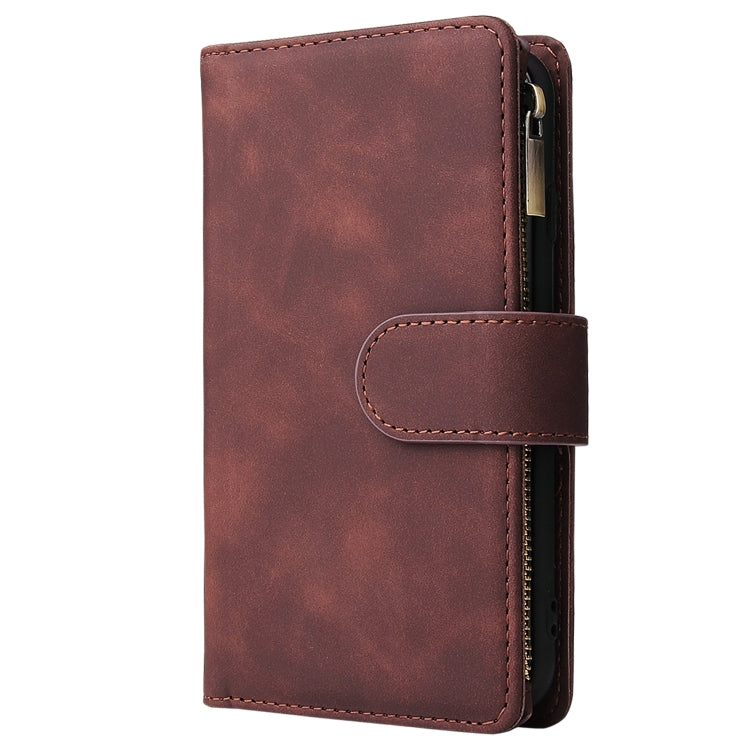 For iPhone 6 Plus & 6s Plus Multifunctional Retro Frosted Horizontal Flip Leather Case with Card Slot & Holder & Zipper Wallet & Photo Frame & Lanyard