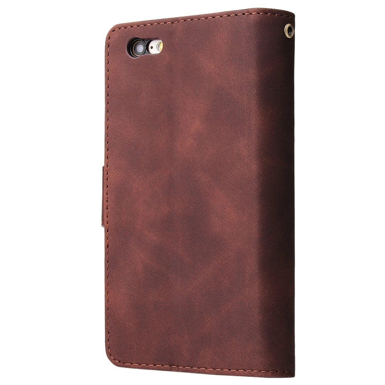 For iPhone 6 Plus & 6s Plus Multifunctional Retro Frosted Horizontal Flip Leather Case with Card Slot & Holder & Zipper Wallet & Photo Frame & Lanyard