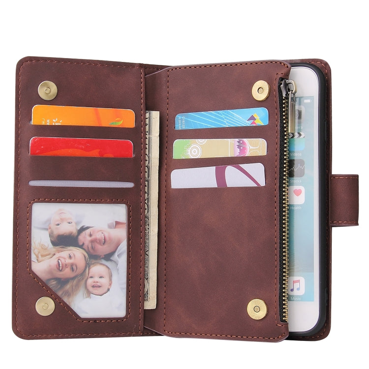For iPhone 6 Plus & 6s Plus Multifunctional Retro Frosted Horizontal Flip Leather Case with Card Slot & Holder & Zipper Wallet & Photo Frame & Lanyard