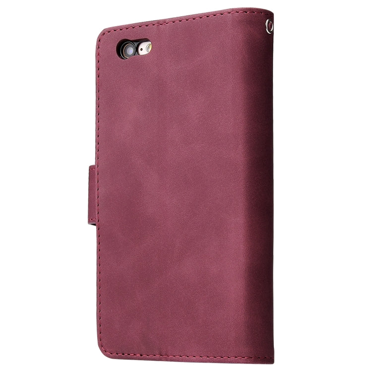 For iPhone 6 Plus & 6s Plus Multifunctional Retro Frosted Horizontal Flip Leather Case with Card Slot & Holder & Zipper Wallet & Photo Frame & Lanyard