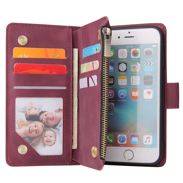 For iPhone 6 Plus & 6s Plus Multifunctional Retro Frosted Horizontal Flip Leather Case with Card Slot & Holder & Zipper Wallet & Photo Frame & Lanyard