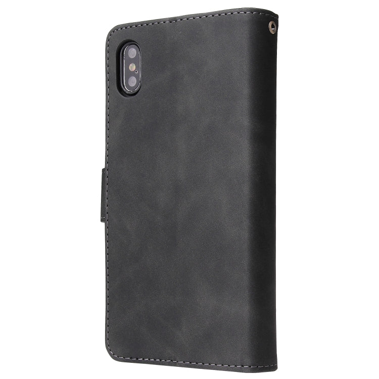 For iPhone XS / X Multifunctional Retro Frosted Horizontal Flip Leather Case with Card Slot & Holder & Zipper Wallet & Photo Frame & Lanyard