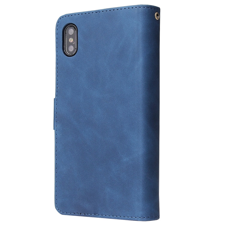 For iPhone XS / X Multifunctional Retro Frosted Horizontal Flip Leather Case with Card Slot & Holder & Zipper Wallet & Photo Frame & Lanyard