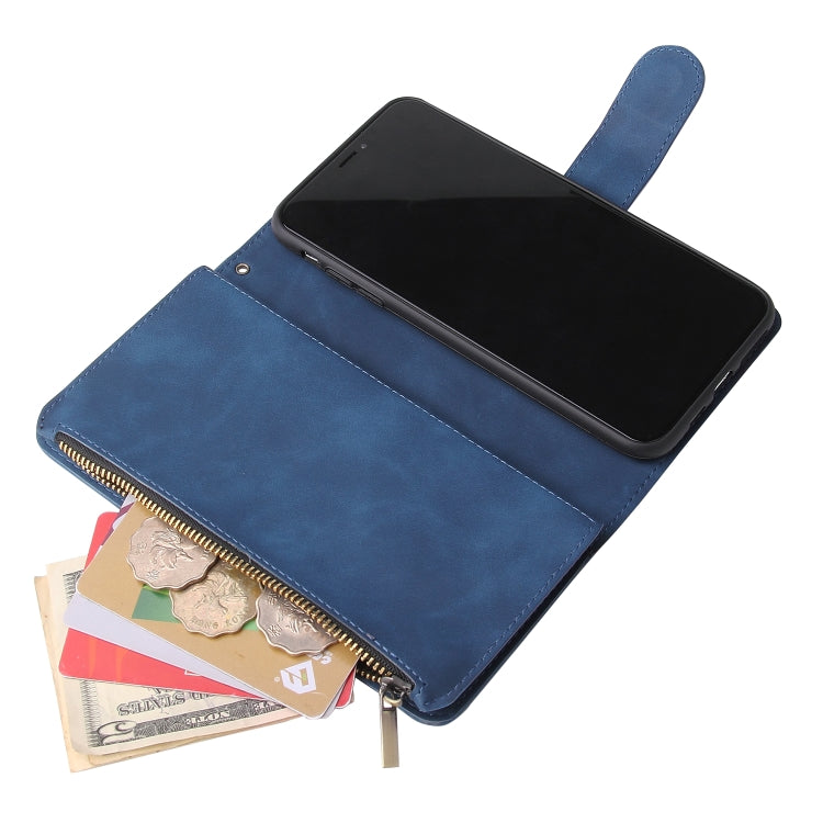 For iPhone XS / X Multifunctional Retro Frosted Horizontal Flip Leather Case with Card Slot & Holder & Zipper Wallet & Photo Frame & Lanyard