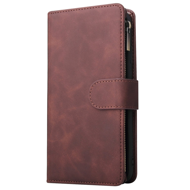 For iPhone XS / X Multifunctional Retro Frosted Horizontal Flip Leather Case with Card Slot & Holder & Zipper Wallet & Photo Frame & Lanyard