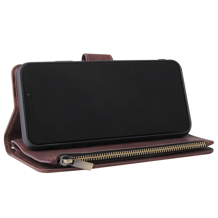 For iPhone XS / X Multifunctional Retro Frosted Horizontal Flip Leather Case with Card Slot & Holder & Zipper Wallet & Photo Frame & Lanyard