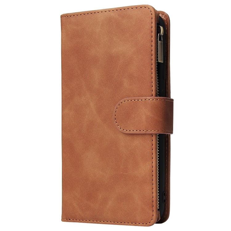 For iPhone XS / X Multifunctional Retro Frosted Horizontal Flip Leather Case with Card Slot & Holder & Zipper Wallet & Photo Frame & Lanyard