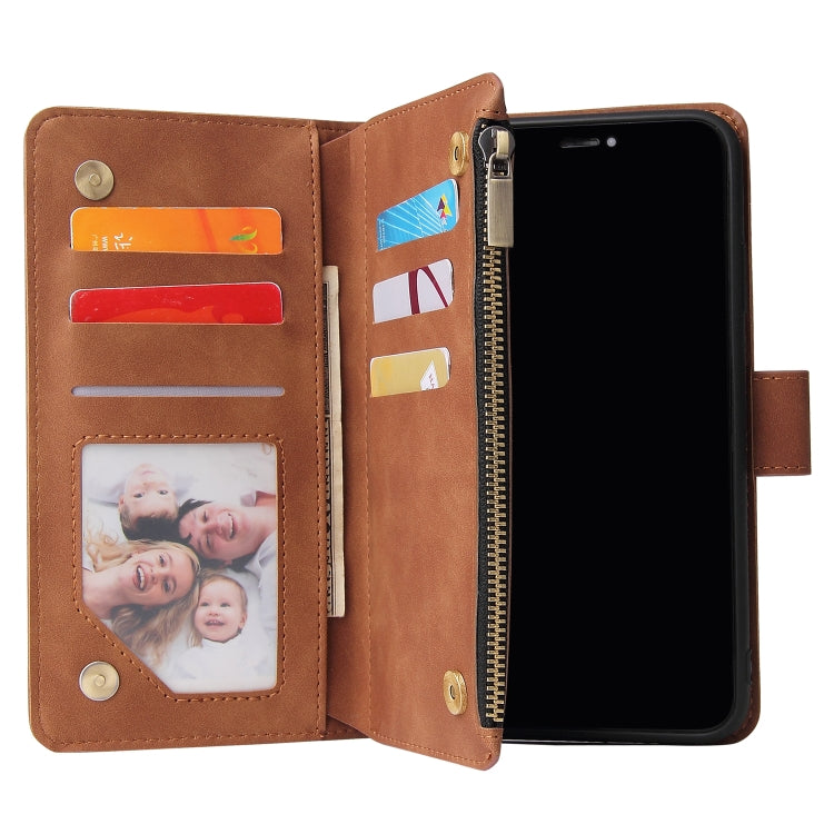 For iPhone XS / X Multifunctional Retro Frosted Horizontal Flip Leather Case with Card Slot & Holder & Zipper Wallet & Photo Frame & Lanyard