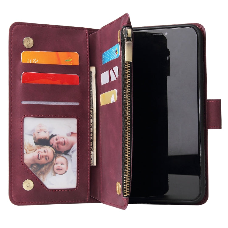 For iPhone XS / X Multifunctional Retro Frosted Horizontal Flip Leather Case with Card Slot & Holder & Zipper Wallet & Photo Frame & Lanyard