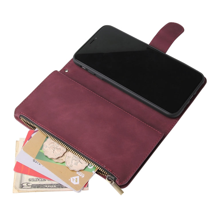 For iPhone XS / X Multifunctional Retro Frosted Horizontal Flip Leather Case with Card Slot & Holder & Zipper Wallet & Photo Frame & Lanyard