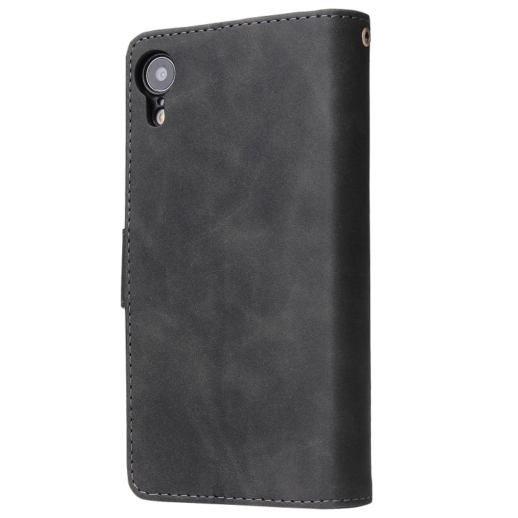 For iPhone XR Multifunctional Retro Frosted Horizontal Flip Leather Case with Card Slot & Holder & Zipper Wallet & Photo Frame & Lanyard