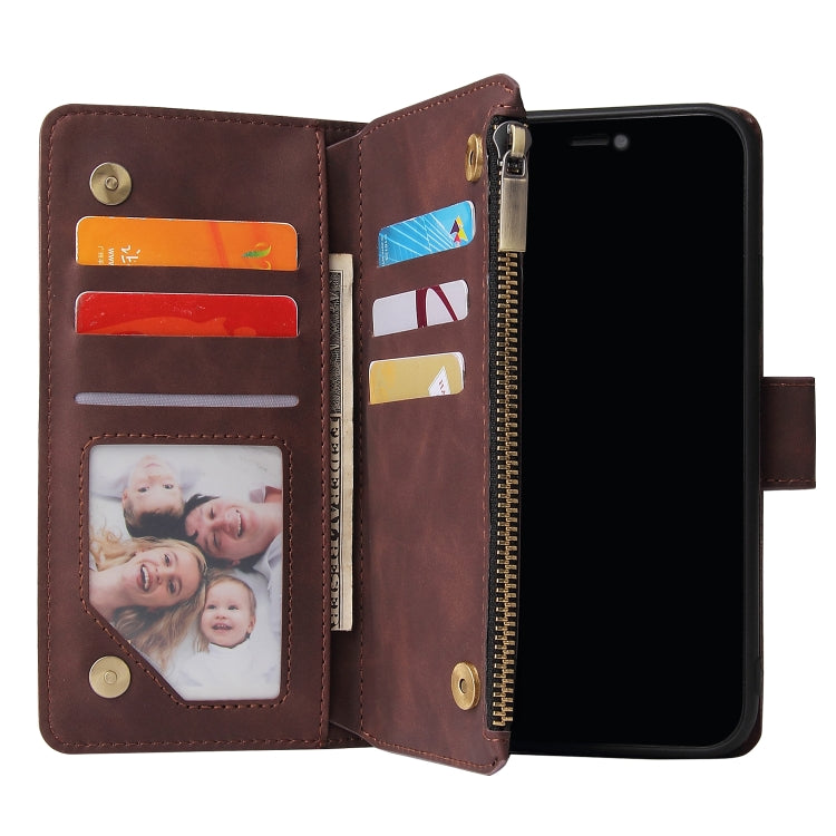 For iPhone XR Multifunctional Retro Frosted Horizontal Flip Leather Case with Card Slot & Holder & Zipper Wallet & Photo Frame & Lanyard