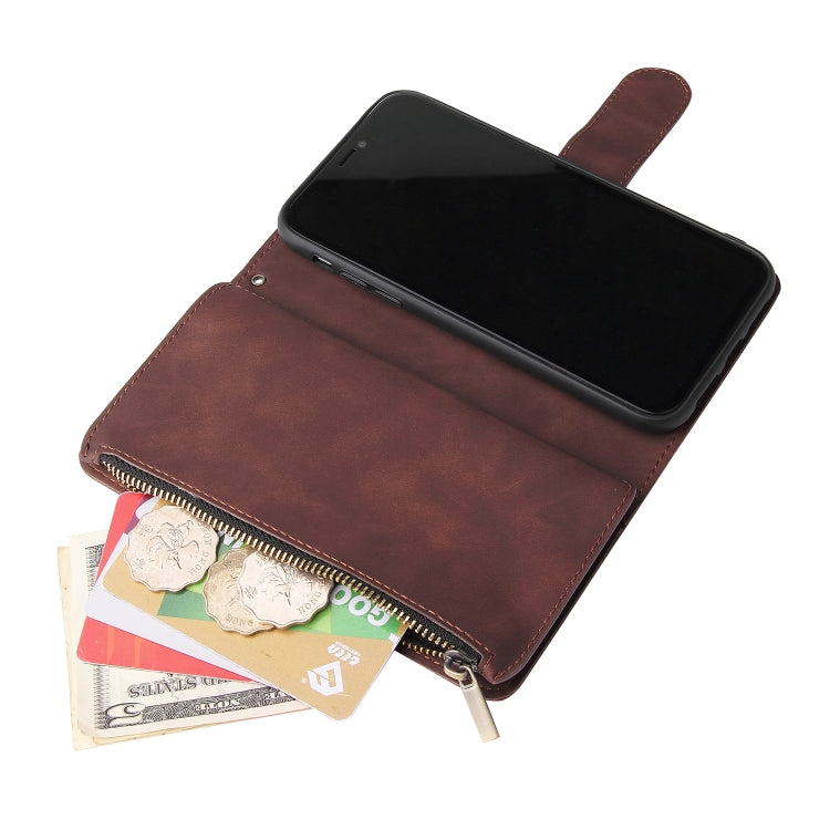 For iPhone XR Multifunctional Retro Frosted Horizontal Flip Leather Case with Card Slot & Holder & Zipper Wallet & Photo Frame & Lanyard
