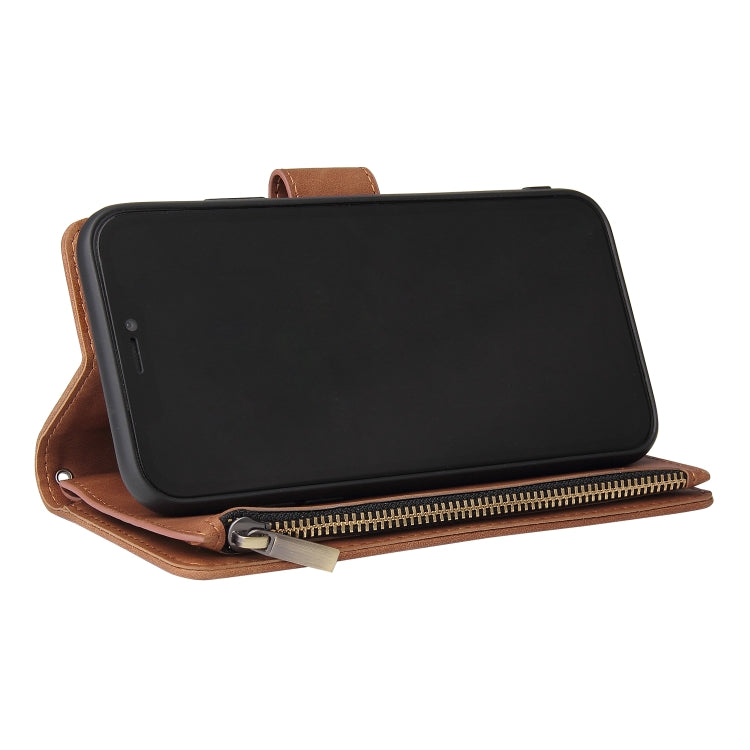 For iPhone XR Multifunctional Retro Frosted Horizontal Flip Leather Case with Card Slot & Holder & Zipper Wallet & Photo Frame & Lanyard