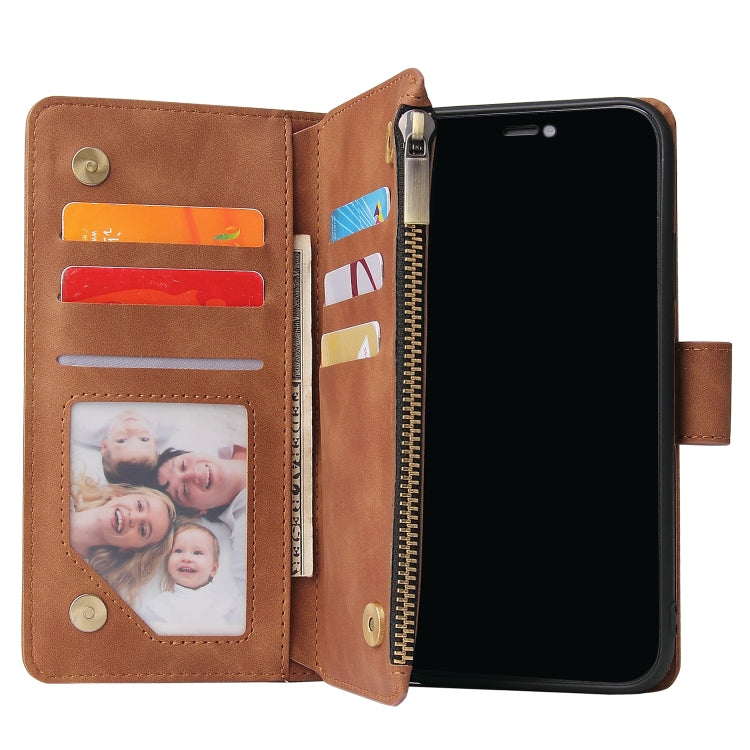 For iPhone XR Multifunctional Retro Frosted Horizontal Flip Leather Case with Card Slot & Holder & Zipper Wallet & Photo Frame & Lanyard