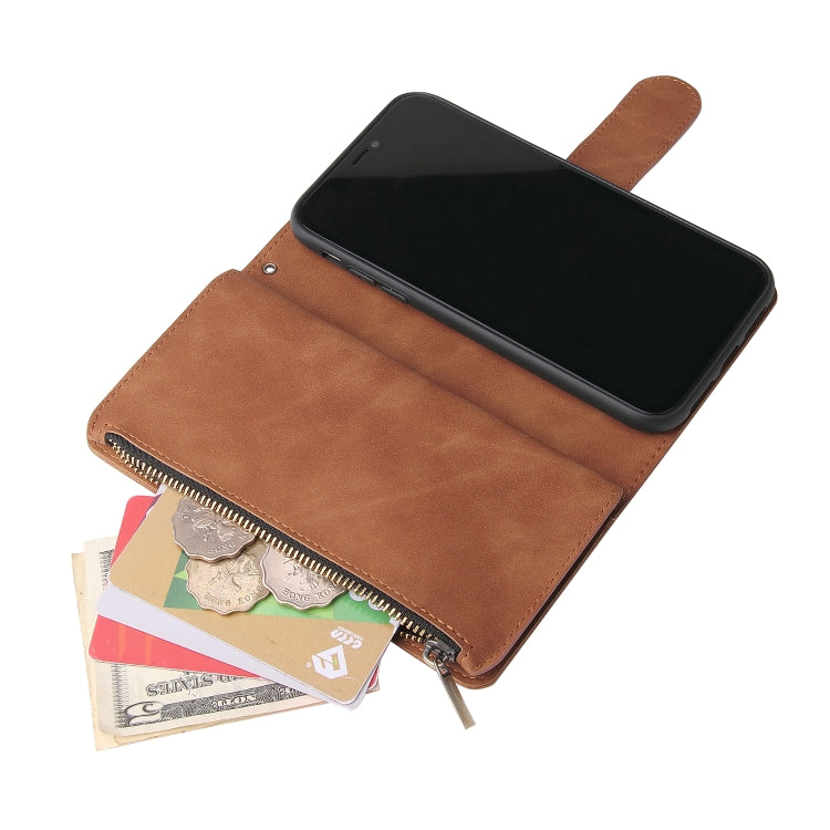 For iPhone XR Multifunctional Retro Frosted Horizontal Flip Leather Case with Card Slot & Holder & Zipper Wallet & Photo Frame & Lanyard