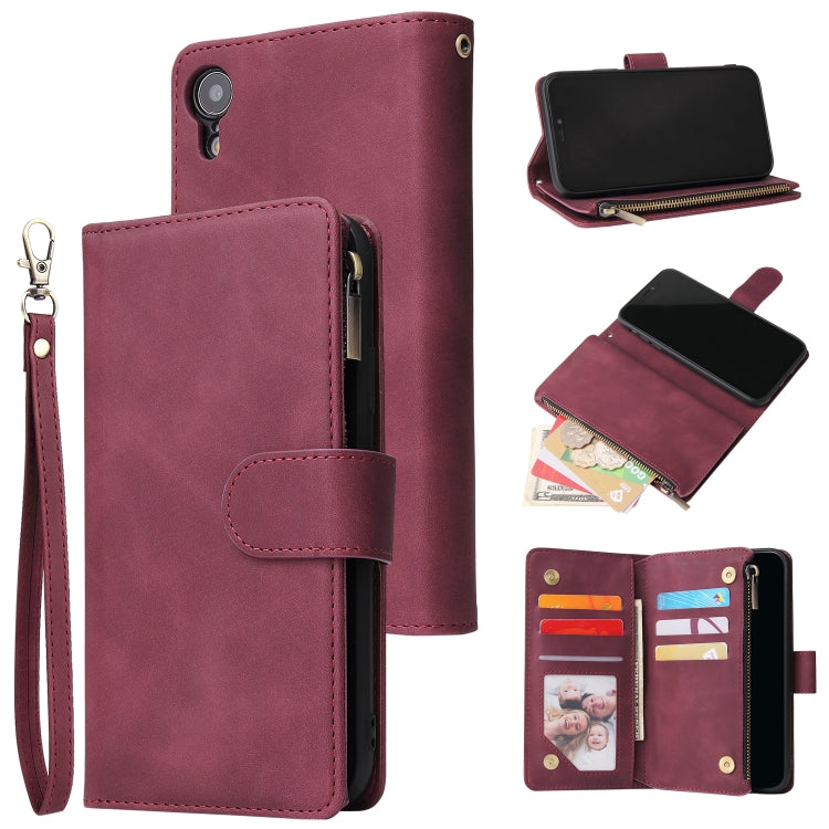 For iPhone XR Multifunctional Retro Frosted Horizontal Flip Leather Case with Card Slot & Holder & Zipper Wallet & Photo Frame & Lanyard
