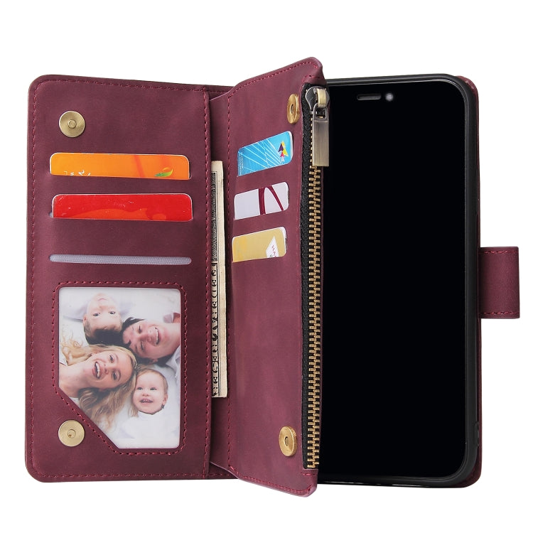 For iPhone XR Multifunctional Retro Frosted Horizontal Flip Leather Case with Card Slot & Holder & Zipper Wallet & Photo Frame & Lanyard