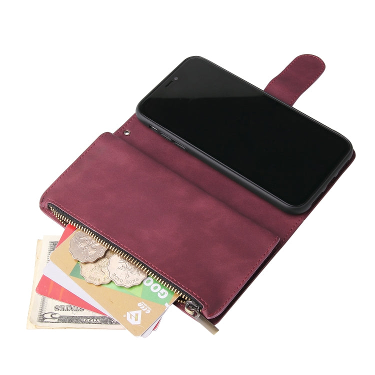 For iPhone XR Multifunctional Retro Frosted Horizontal Flip Leather Case with Card Slot & Holder & Zipper Wallet & Photo Frame & Lanyard