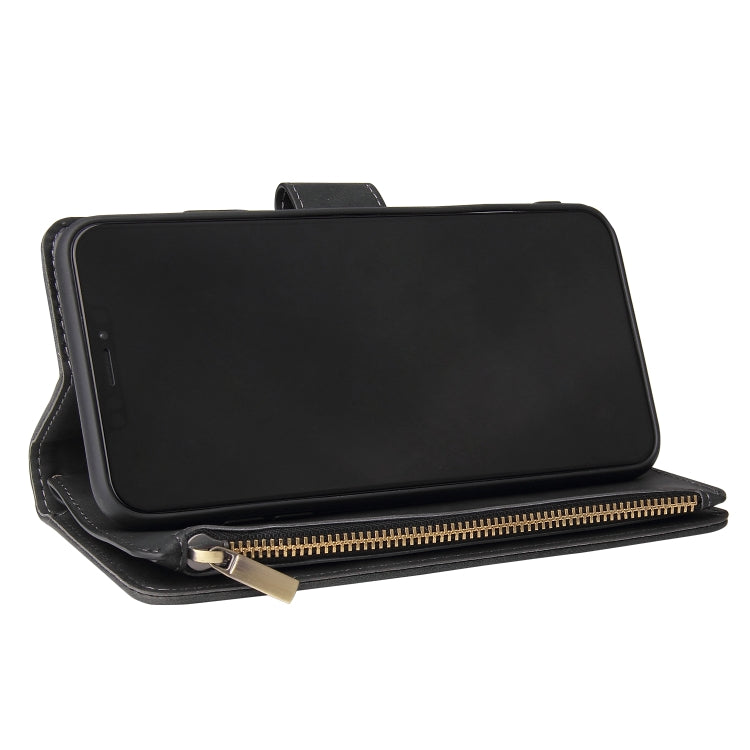For iPhone XS Max Multifunctional Retro Frosted Horizontal Flip Leather Case with Card Slot & Holder & Zipper Wallet & Photo Frame & Lanyard