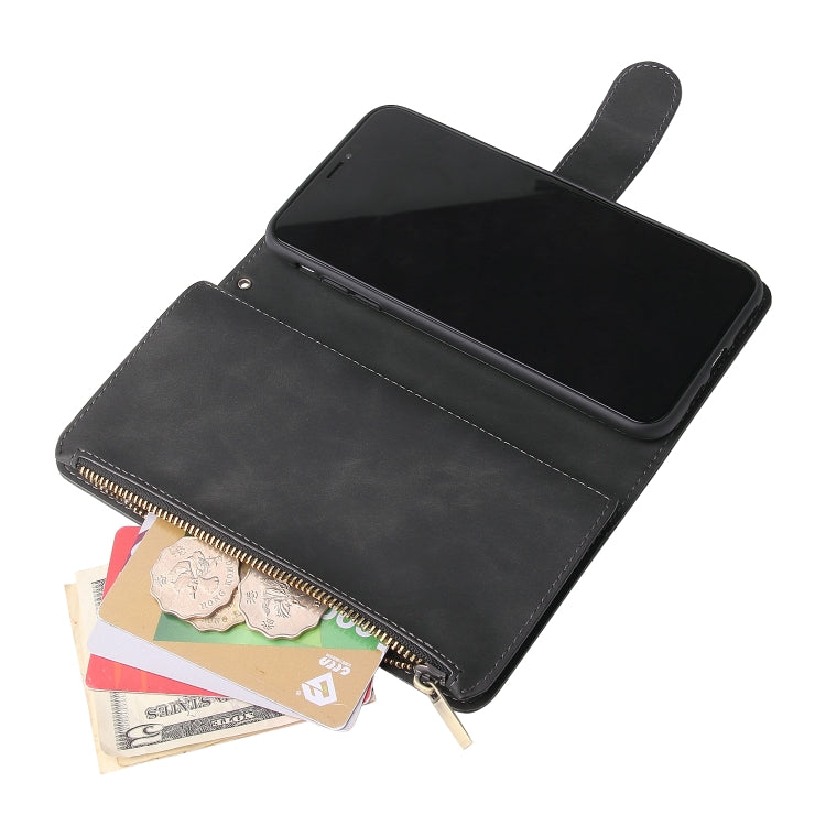 For iPhone XS Max Multifunctional Retro Frosted Horizontal Flip Leather Case with Card Slot & Holder & Zipper Wallet & Photo Frame & Lanyard