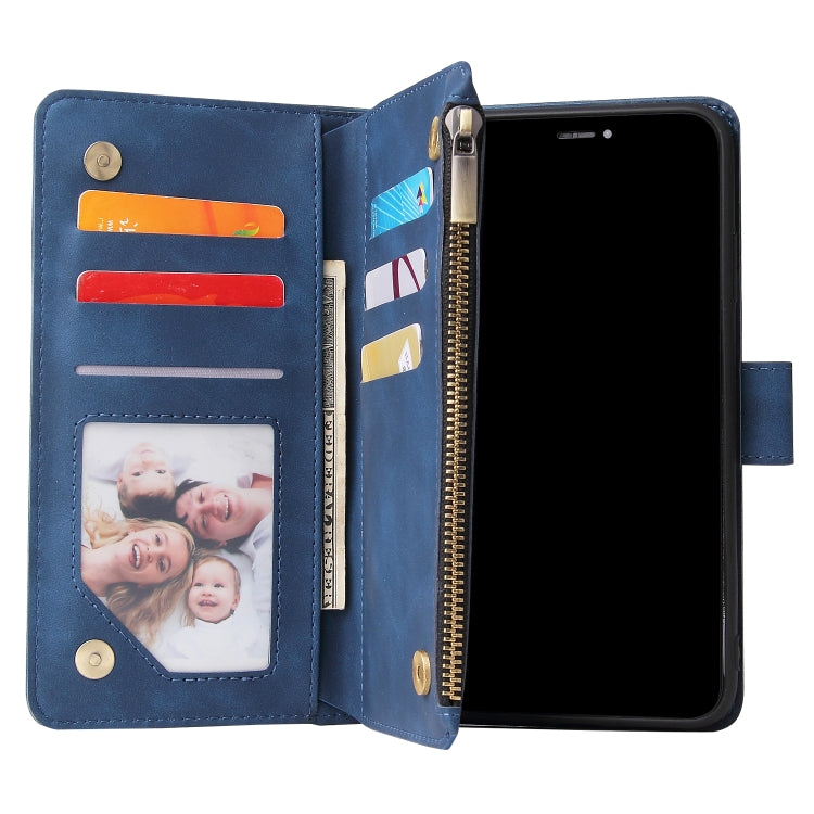 For iPhone XS Max Multifunctional Retro Frosted Horizontal Flip Leather Case with Card Slot & Holder & Zipper Wallet & Photo Frame & Lanyard